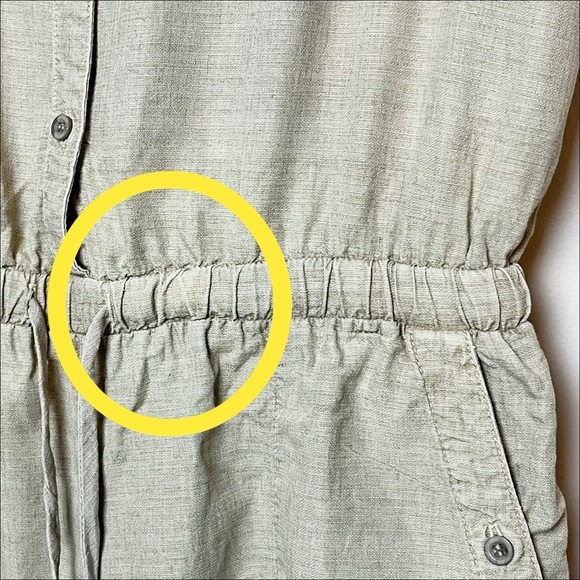 Bella Dahl Utility Romper Large‎ Soft Army sleeveless linen pockets drawstring - Picture 16 of 16